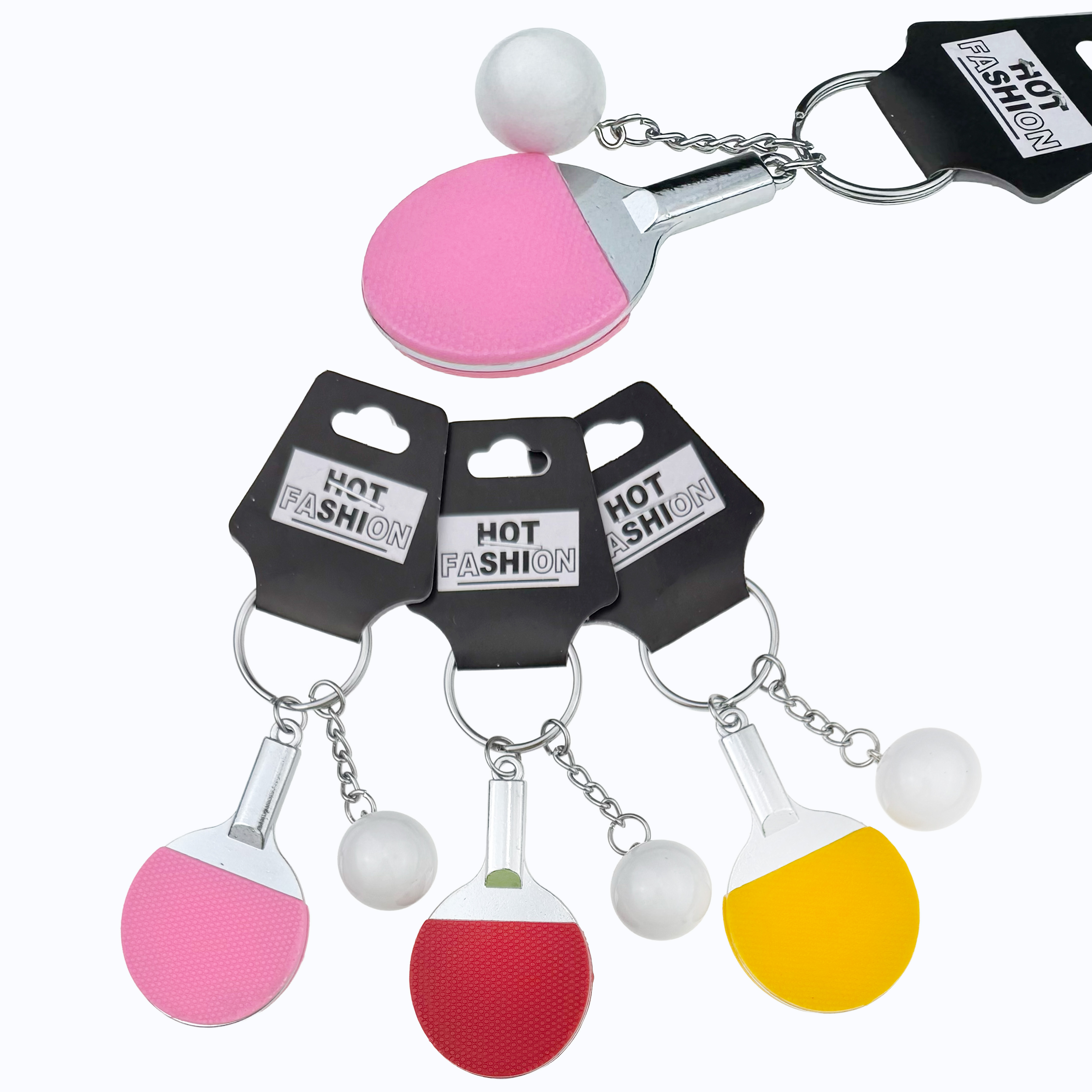 Брелок в упаковці металева ракетка з м'ячиком для маленького тенісу (12)