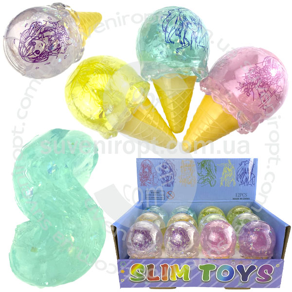 Жвачка  для рук мороженное рожок (12) /288/