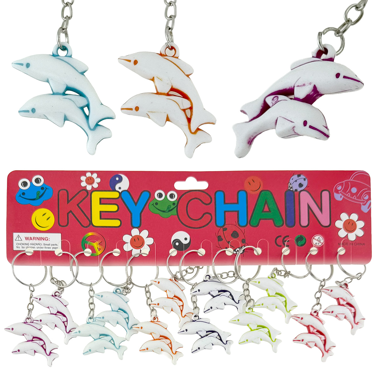 Брелок кольоровий два дельфіни з кістки (12)