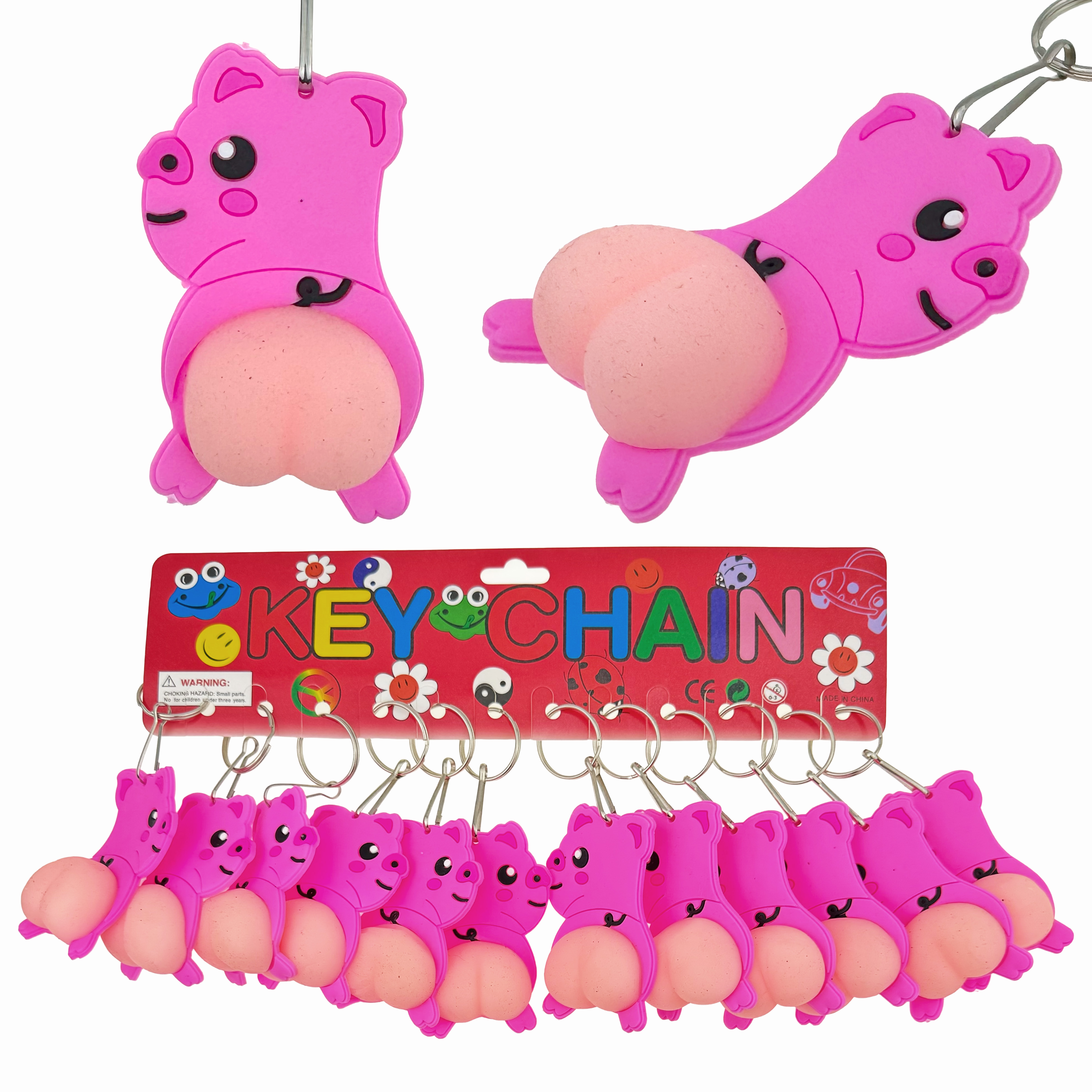 Брелок гумовий порося СКВИШ - SQUISH рожева попка (12)