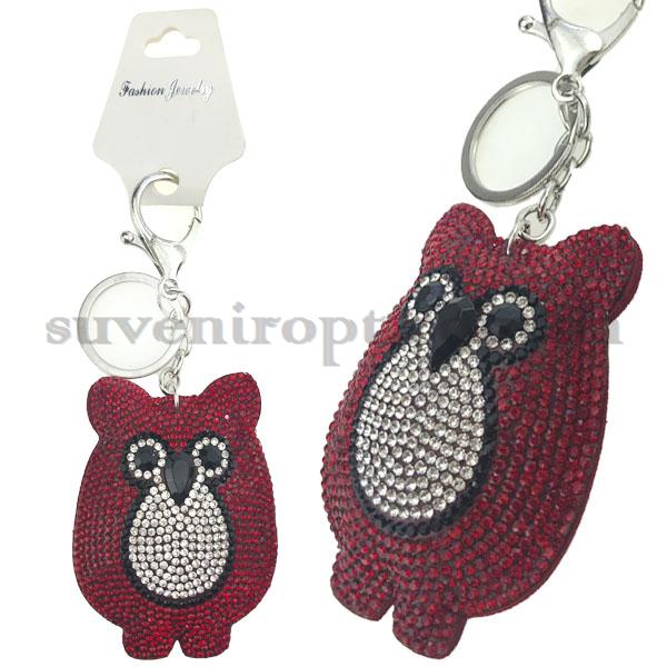 Брелок мягкий сова пузатая красная в камушках  (12)