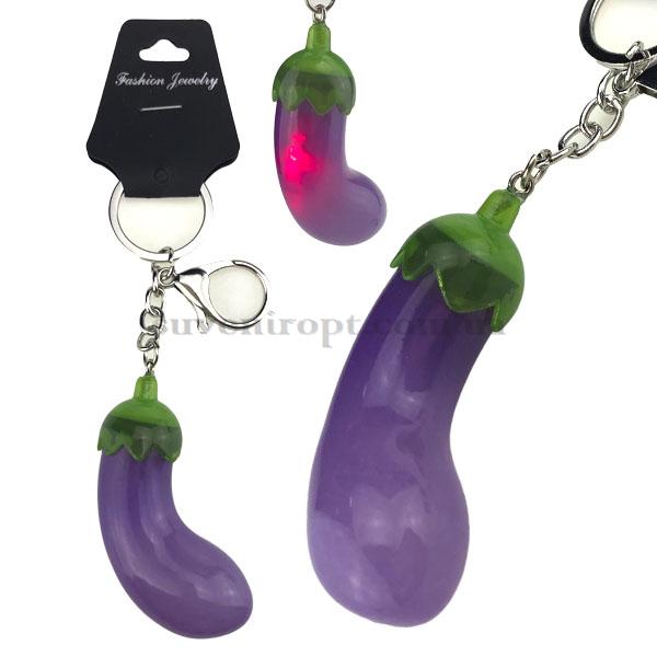 Брелок в упаковке баклажан светится мигает 