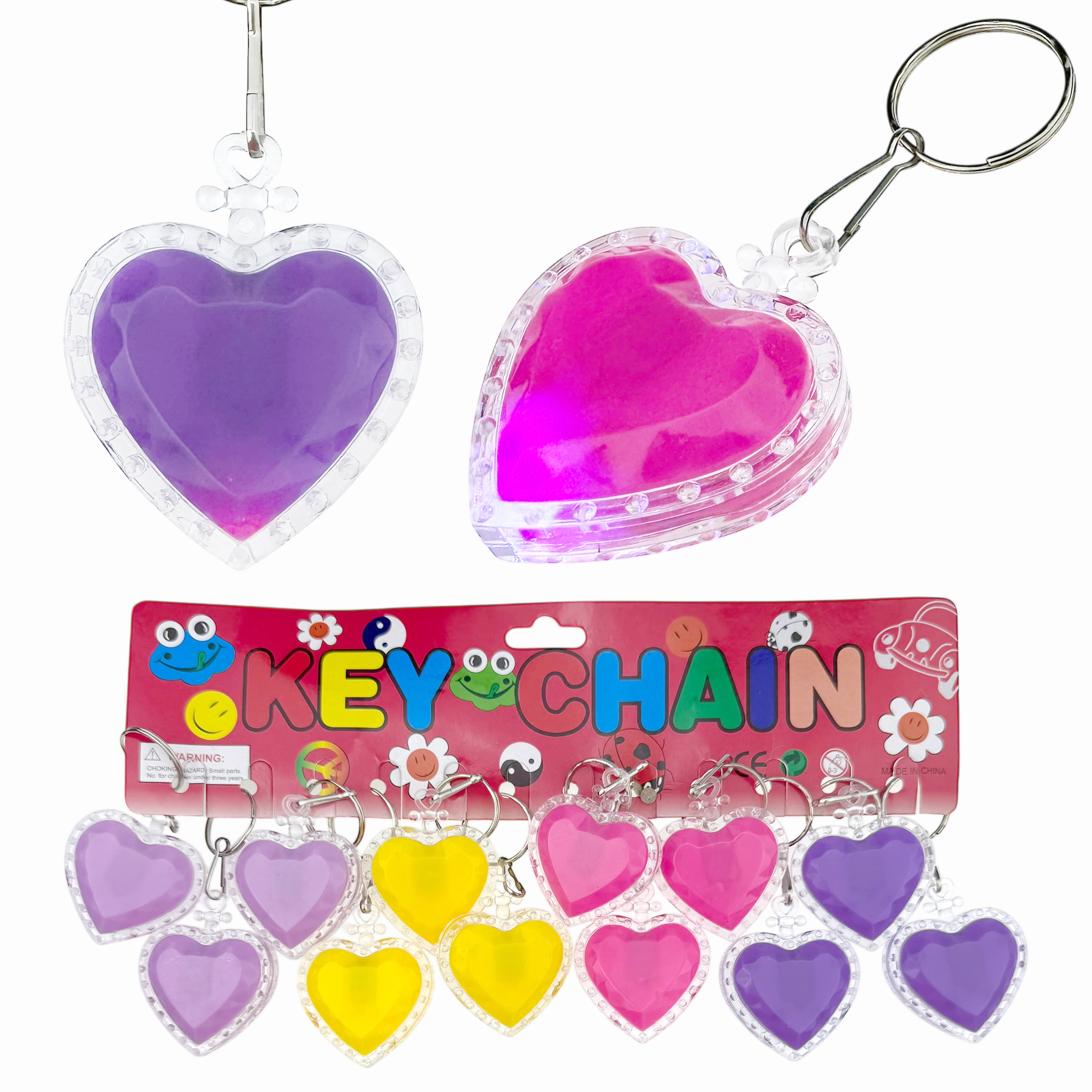 Брелок серце кольорове світиться (12)