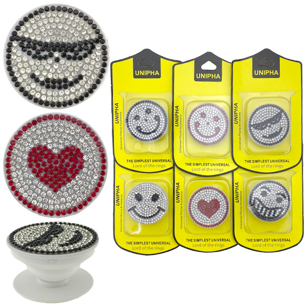 Попсокет popsocket та поп кліп у стразах з малюнком в упаковці (25) /1000/