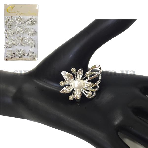 Брошка цветок с ленточкой камушки белая