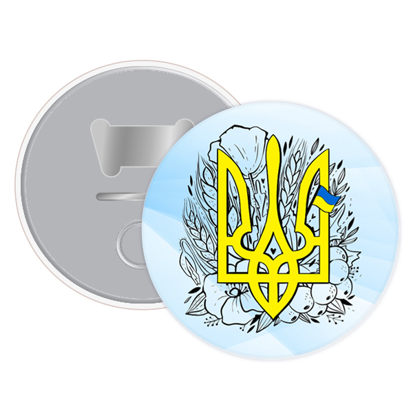 Магніт відкривачка герб жовто-чорний із прапорцем! (12)