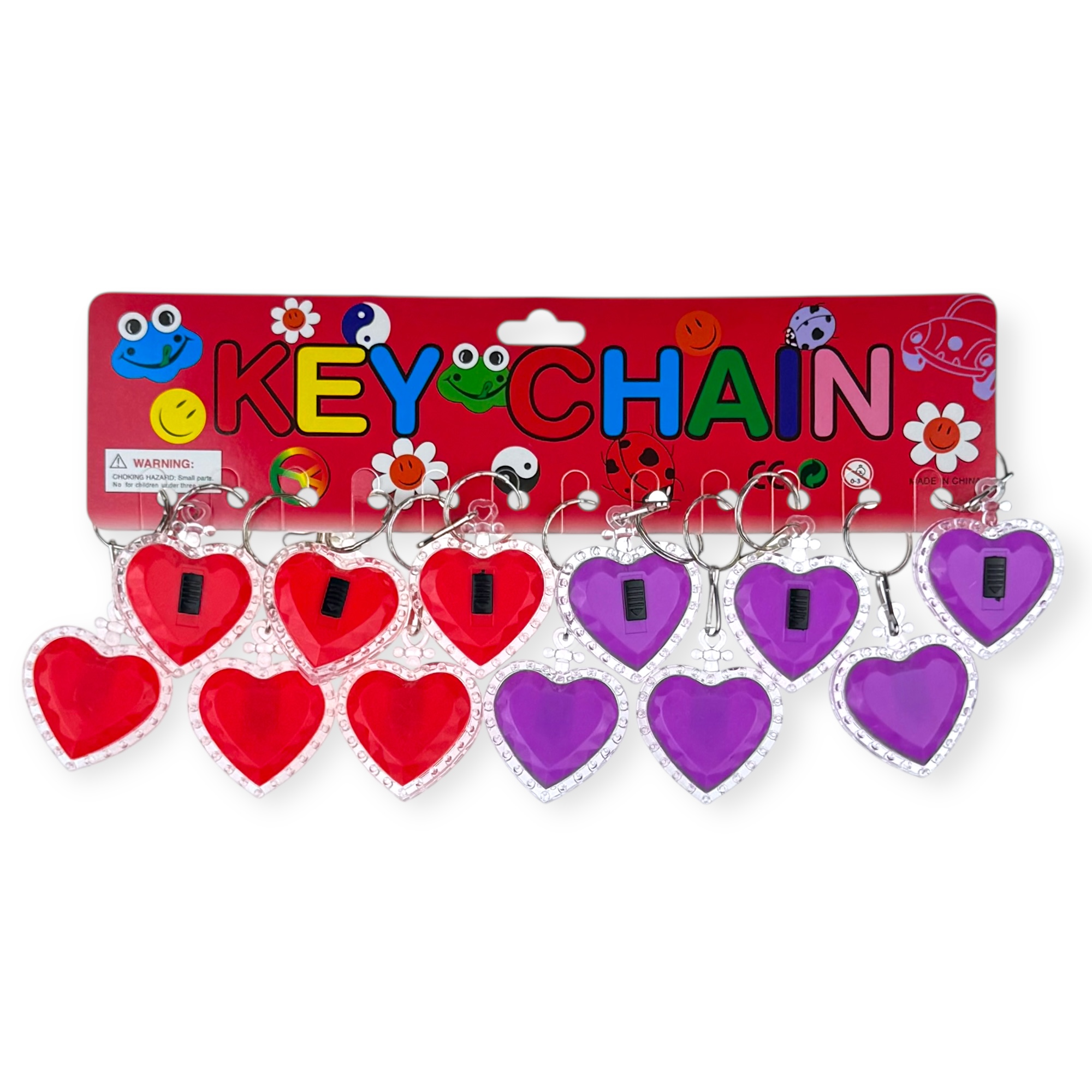 Брелок серце кольорове що світеться і блимає(12)