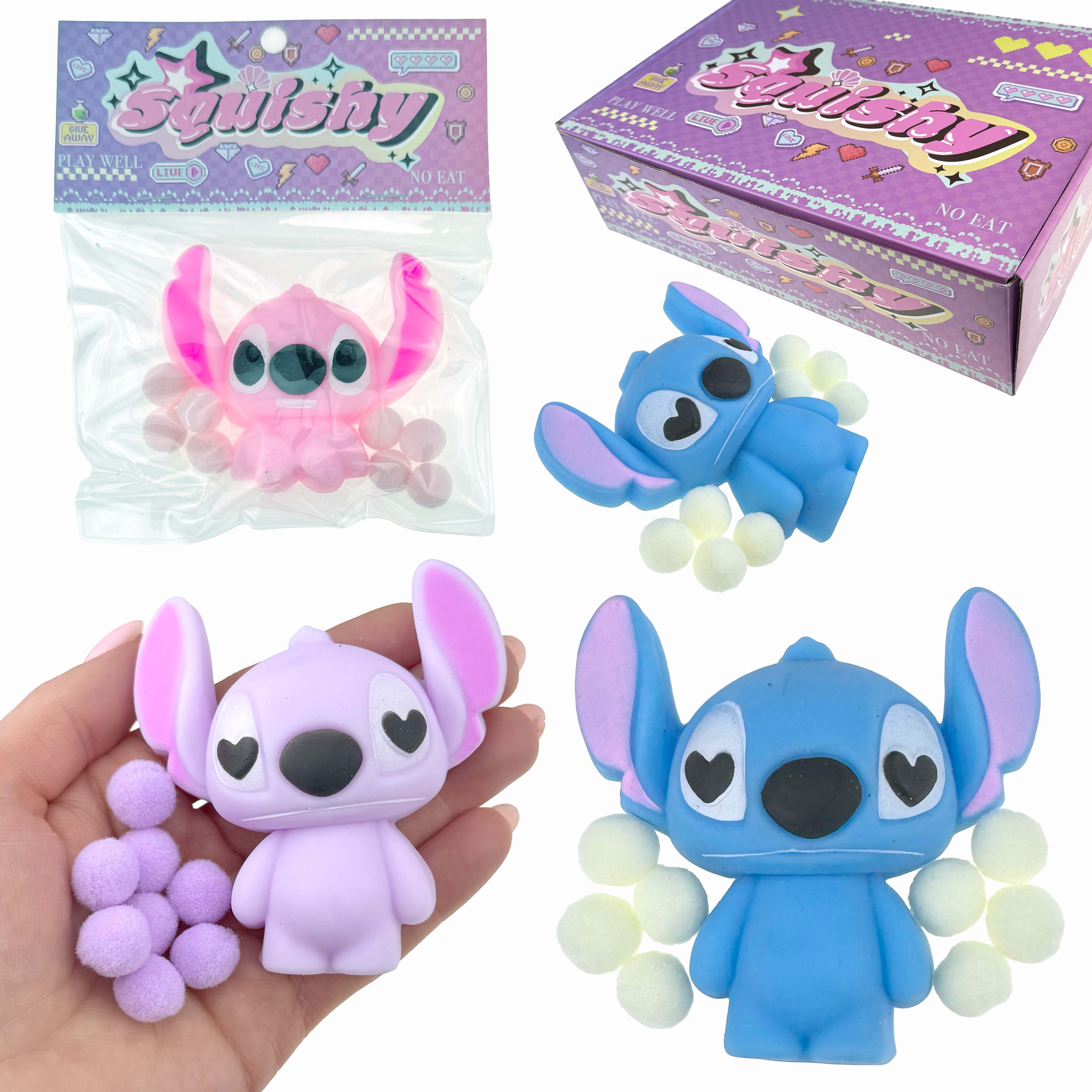 СКВІШІ - SQUISHY STITCH  великий з кульками в коробці кольоровий (20) /480/