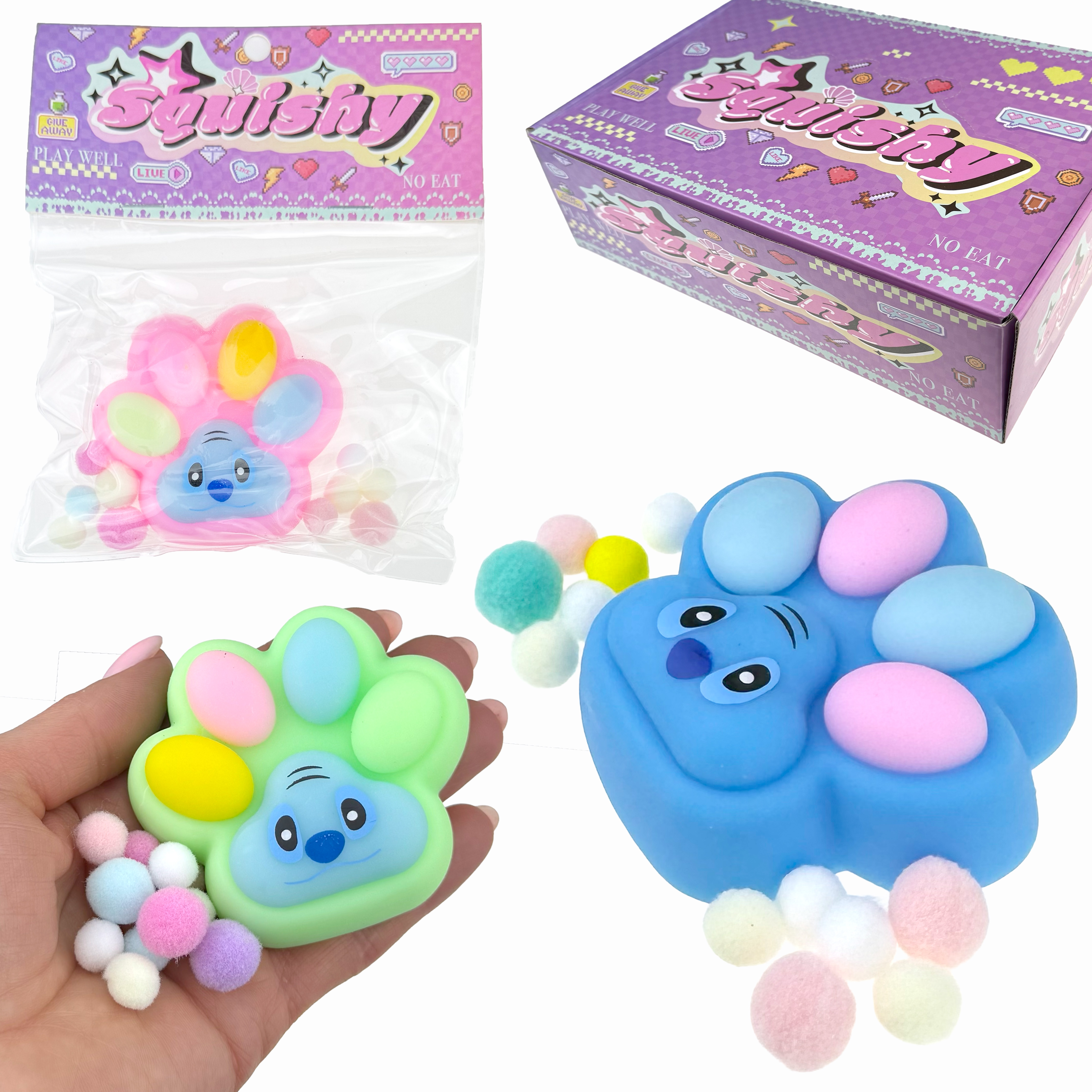 СКВІШІ - SQUISHY лапа  STITCH  велика з кульками в коробці кольоровий (20) /480/
