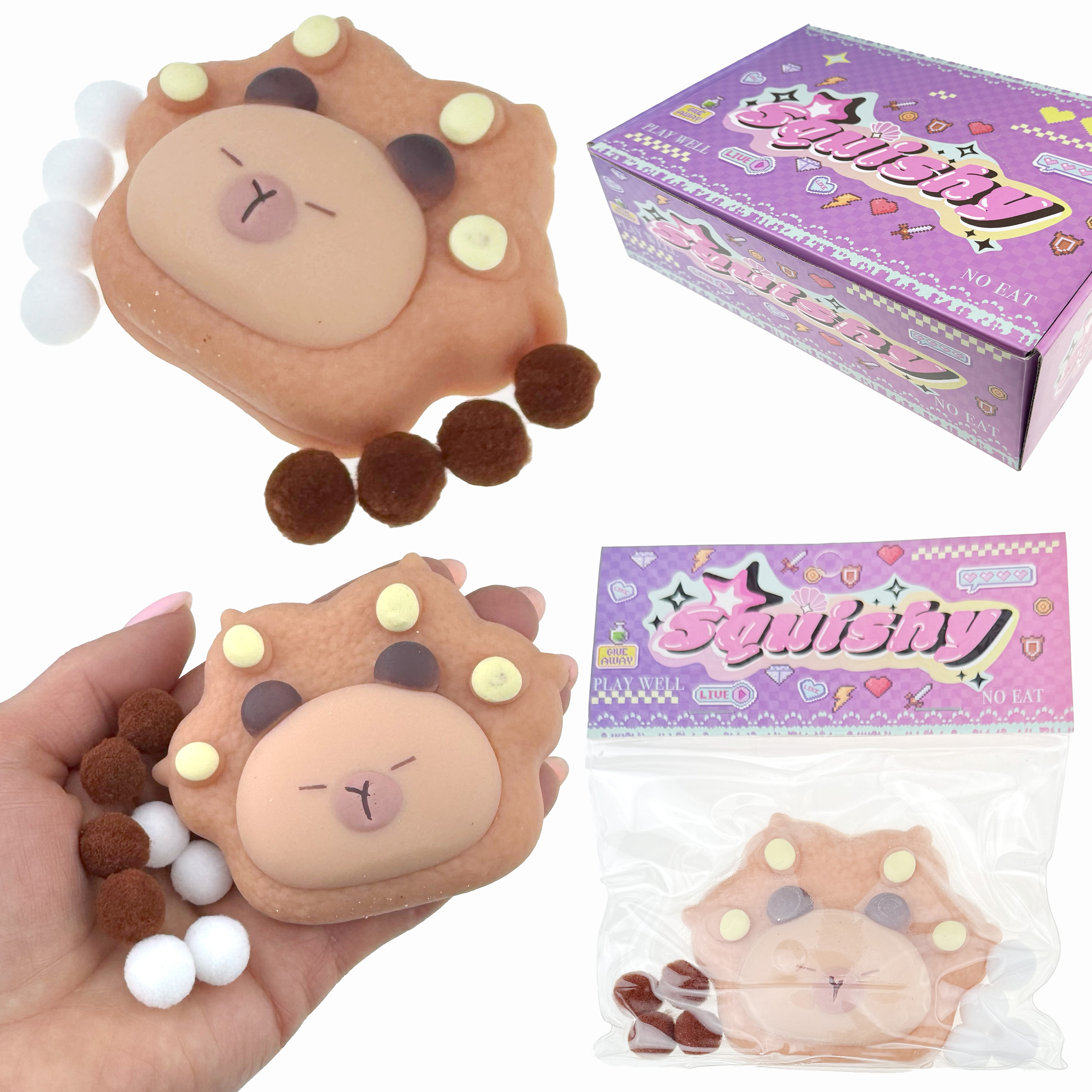 СКВІШІ - SQUISHY лапа Капибара  велика з кульками в коробці  (20) /480/