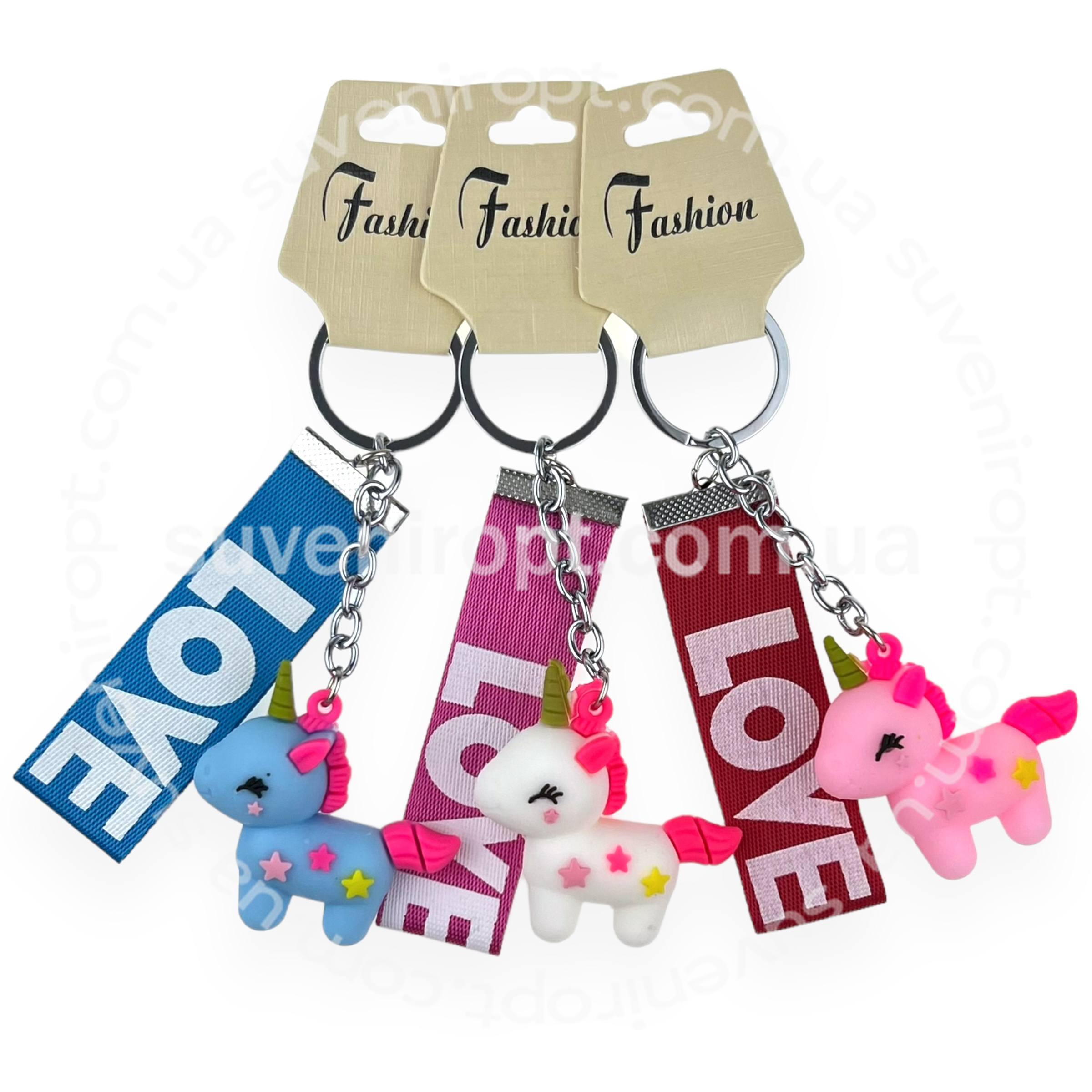 Брелок в упаковці гумовий єдиноріг з ланцюгом LOVE (12)