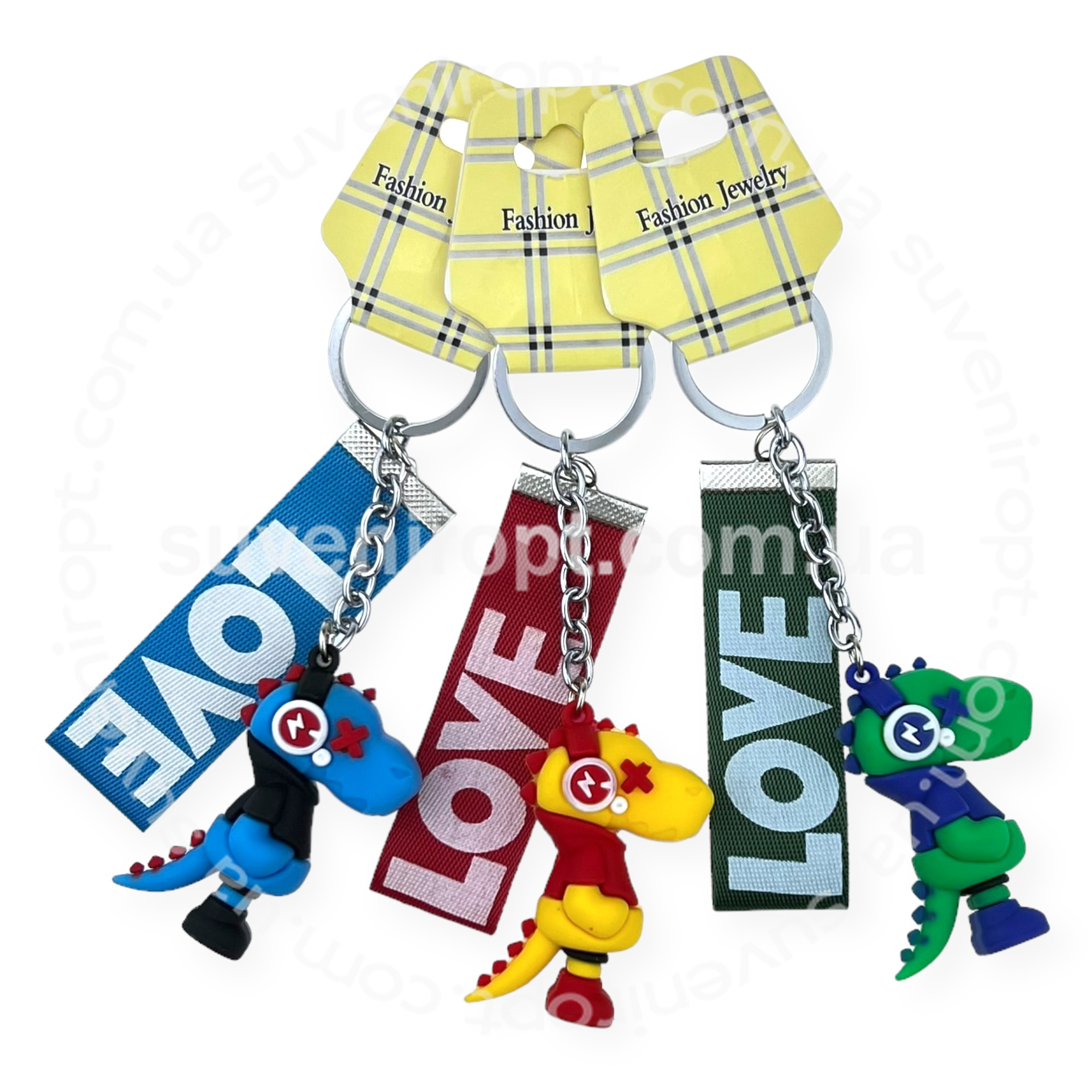 Брелок в упаковці гумовий кольоровий дракоша Х з ланцюгом LOVE (12)