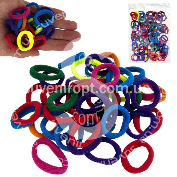 Набір резинок гумок для волосся яскравого кольору д 2,6см 100шт(12)/600/ 