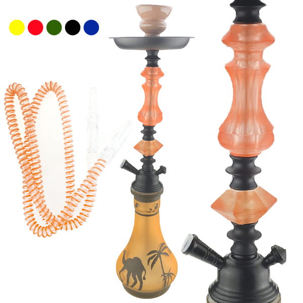 Кальян c 1 трубкой  колба длинная верблюд цветной стеклянный набалдашник  большой 50 см /12/