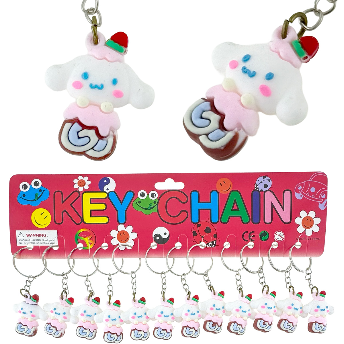 Брелок гумовий обʼємний малий зайчик на морозиві (12)