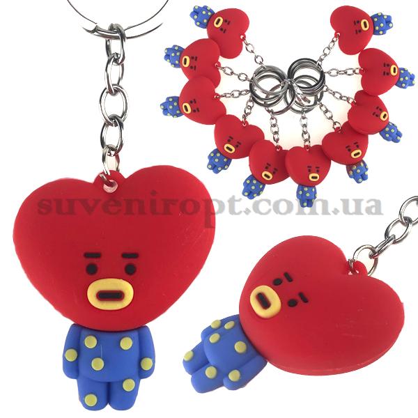 Брелок   в упаковке сердце с ножками  резиновое  (10)