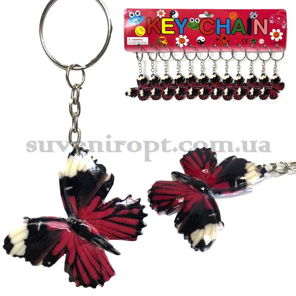Брелок бабочка красная с белыми пестринками (12)