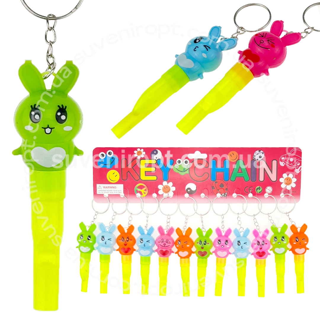 Брелок пластмасовий свисток фігурка заяць (12)