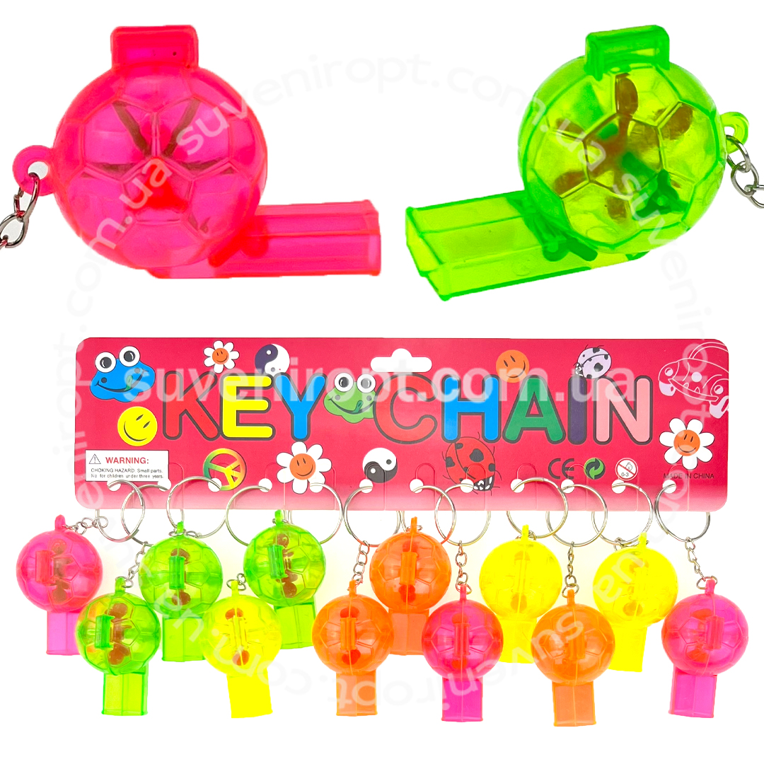 Брелок пластмасовий свисток мяч футбольний прозорий  (12)
