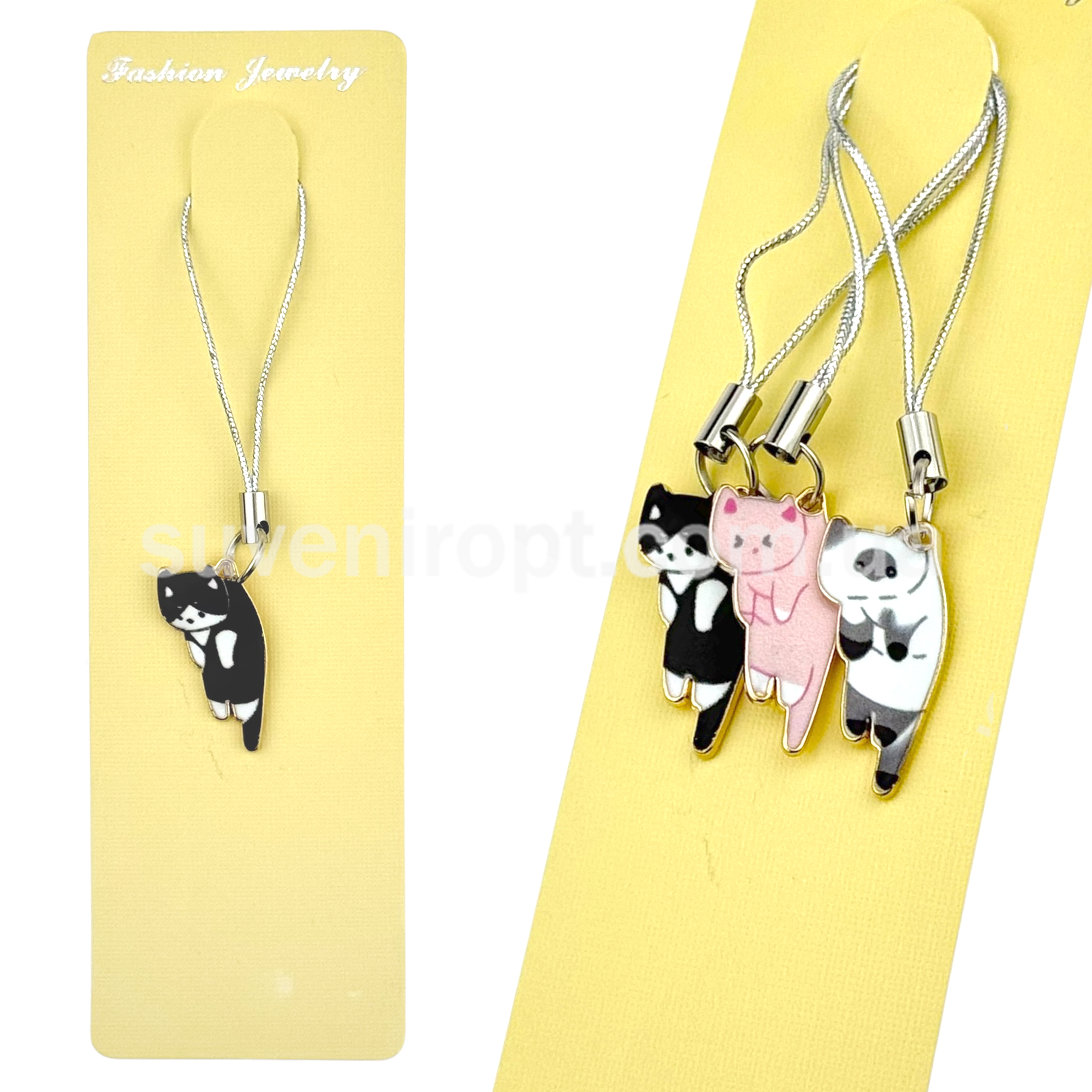 Брелок на мотузці кицька висяча металева кольорова (12)