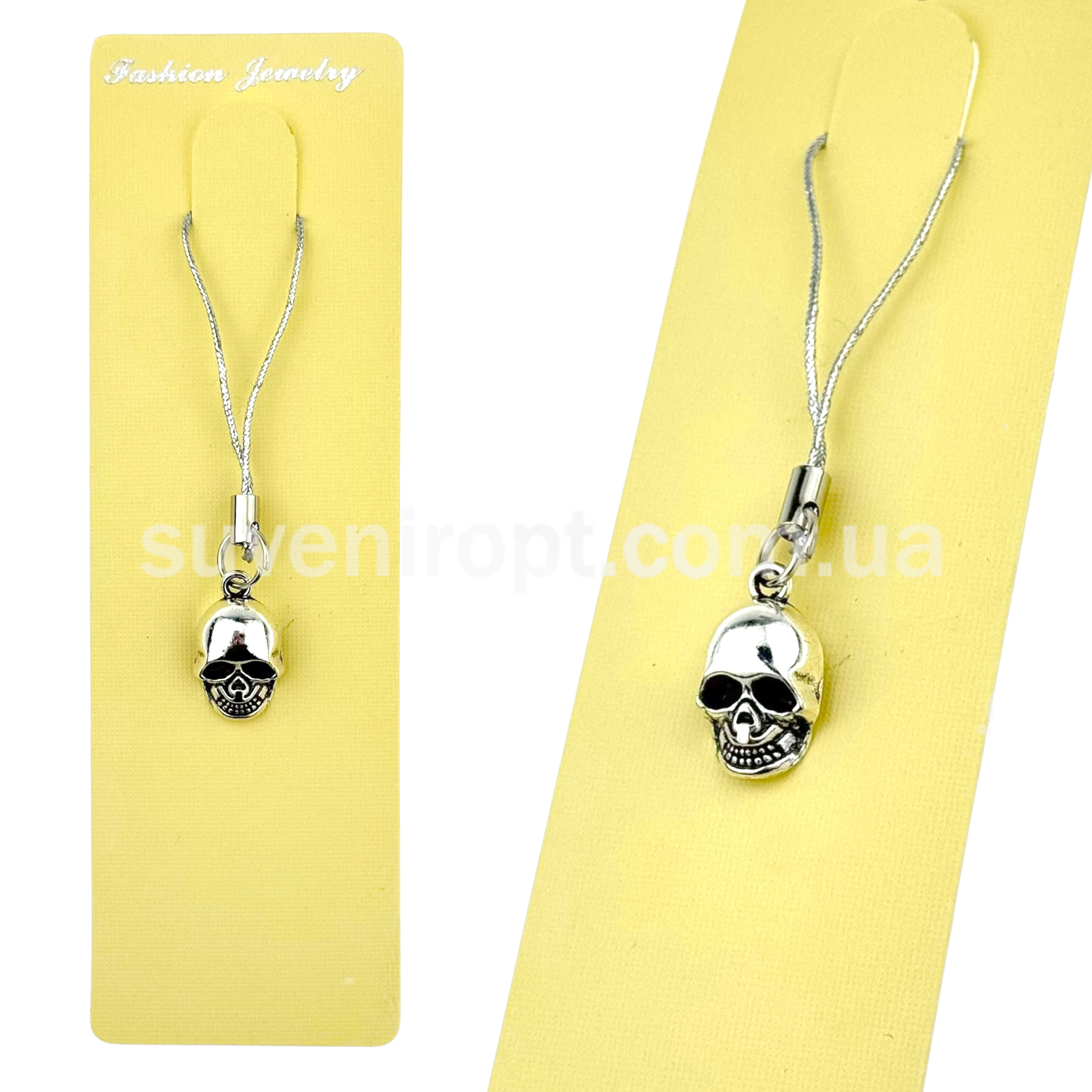 Брелок на мотузці череп металевий (12)