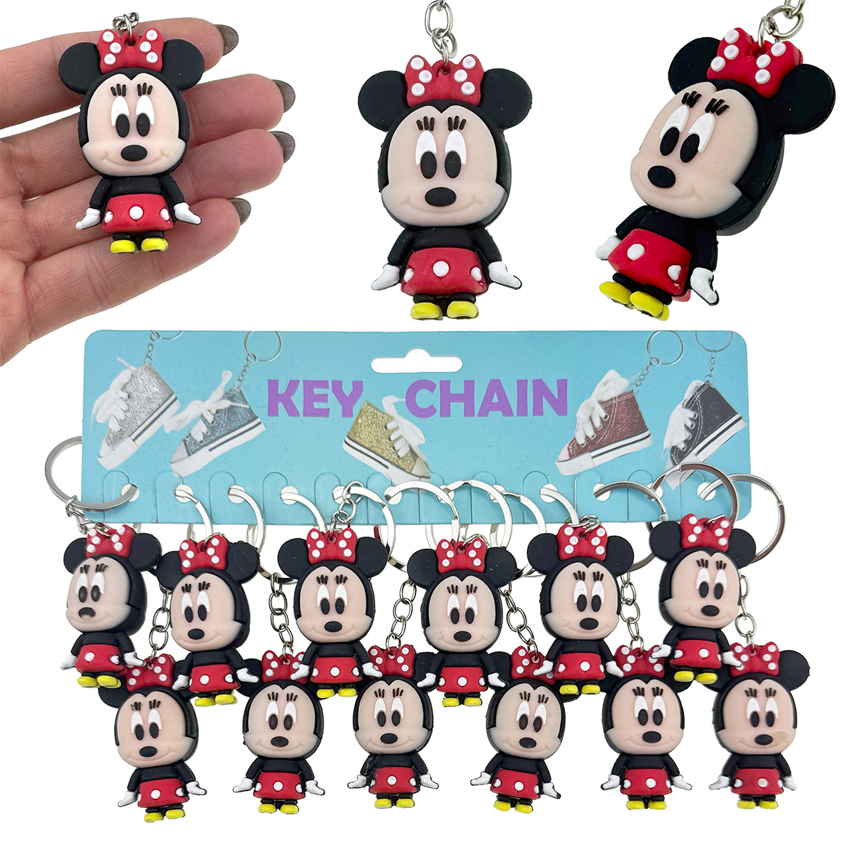 Брелок іграшка гумовий об'ємний Міккі Маус з метелеком на голові (12)