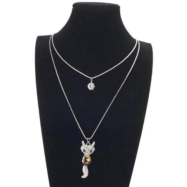 Подвеска лиса с хвостиком цветной камень (12)