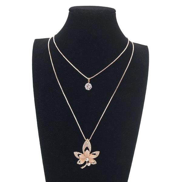 Подвеска клиновый листок с цветочком в камнях (12)