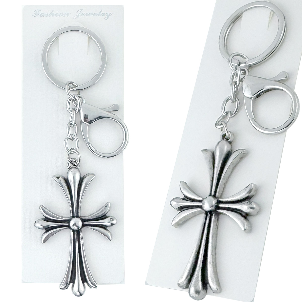 Брелок в упаковці металевий хрест великий візерунковий (12)