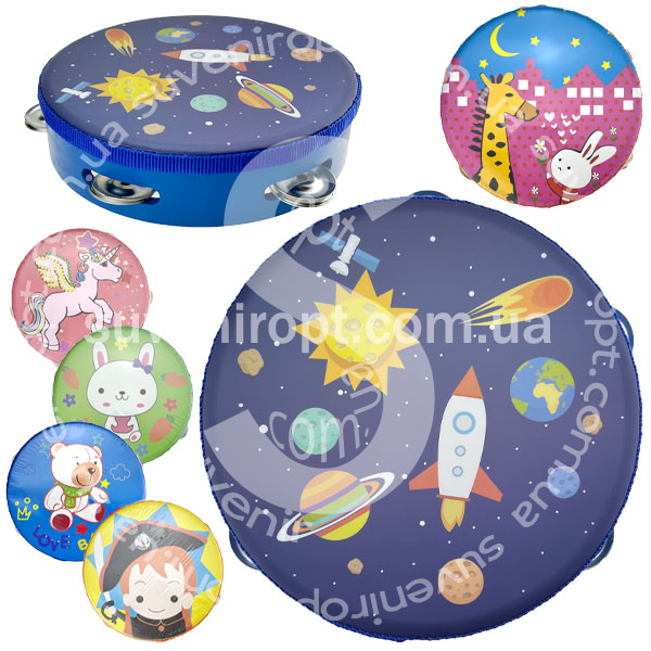 Розвиваюча іграшка музичний бубон у мультиках дерево 18*18 см/100/