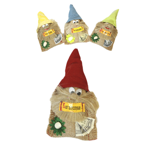 Магніт домовик у кольоровій ганчірковій масці 15 см.