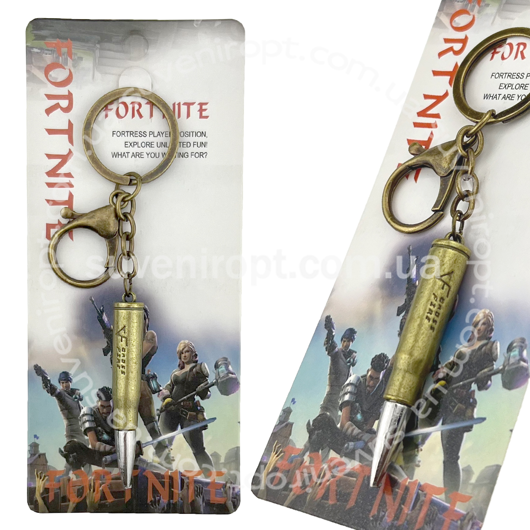 Брелок металевий в упаковці пуля гостра (12)