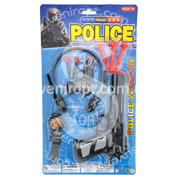 Набір поліцейського два пістолети з присосками, годинник,навушники /256/