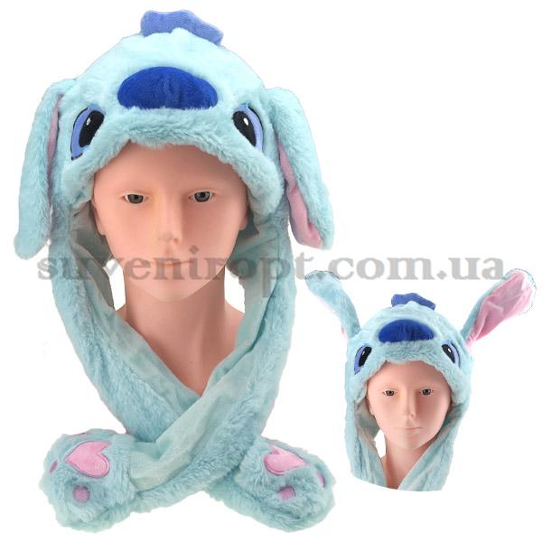 Шапка меховая Стичь голубой с лапками светится подимающие ушки /200/