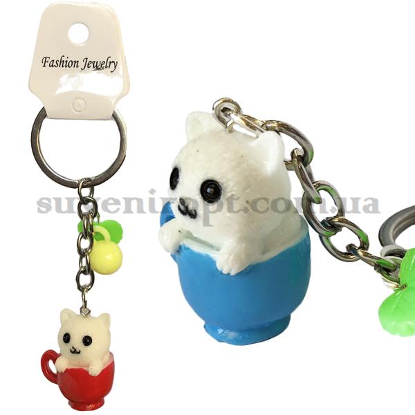 Брелок   в упаковке котик в чашке с шариком