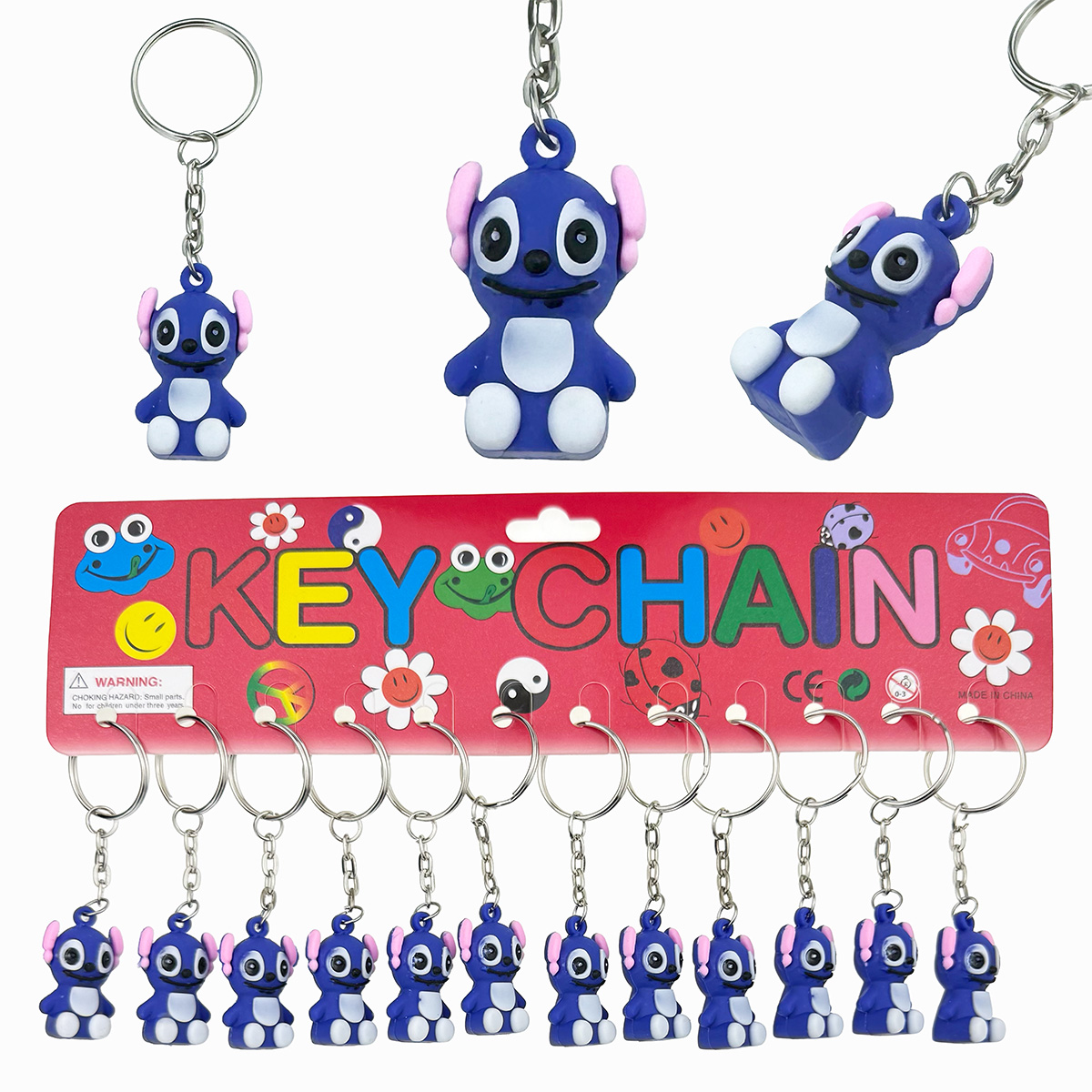 Брелок гумовий обʼємний Стич біле пузико сидить малий (12)