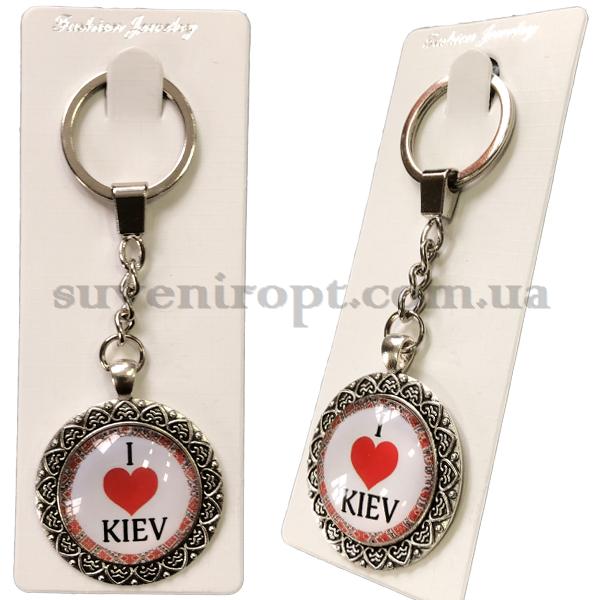 Брелок  в упаковке стекло Я люблю Киев с красной окоёмкой