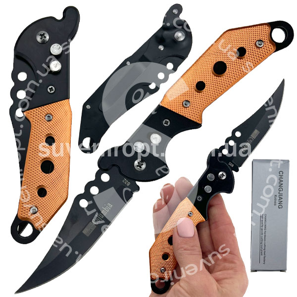 Ніж чорний металевий з кольоровою вставкою /360/