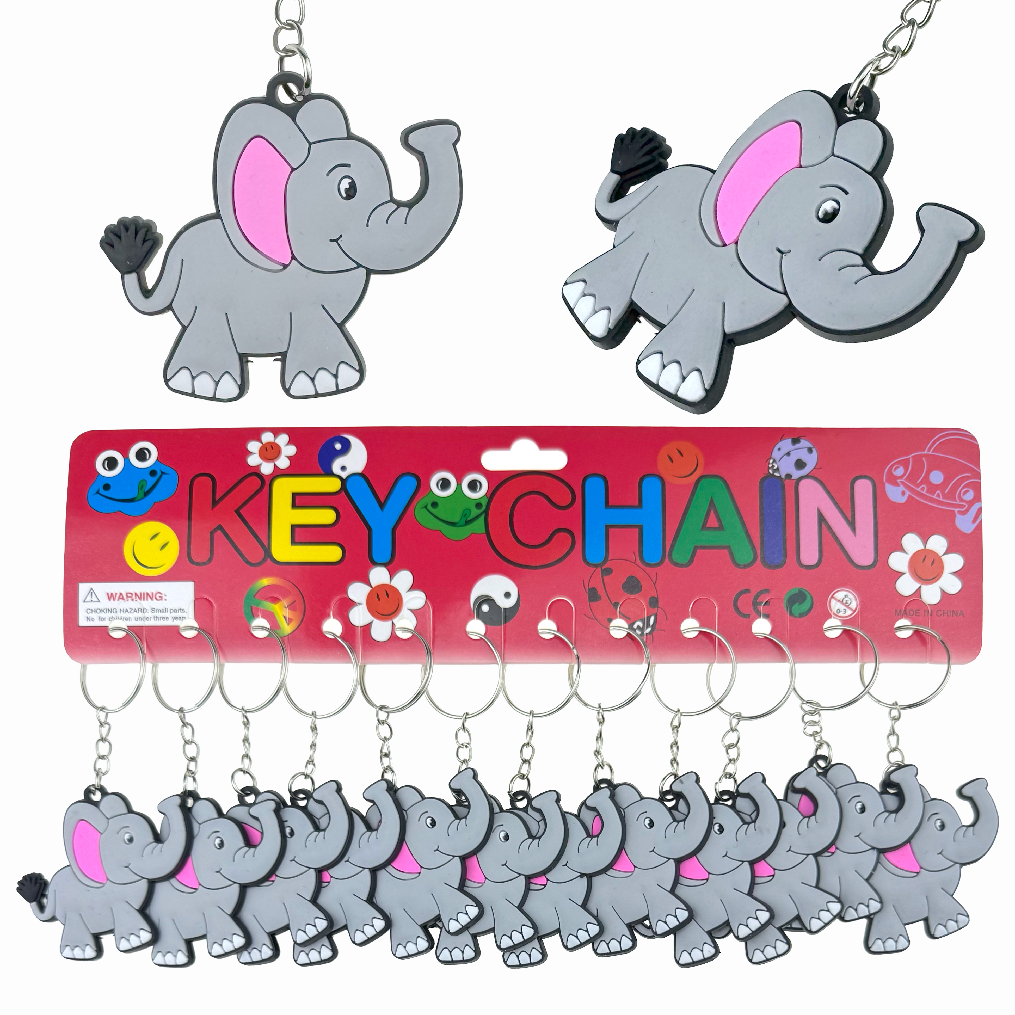 Брелок гумовий плаский слоник серенький (12)