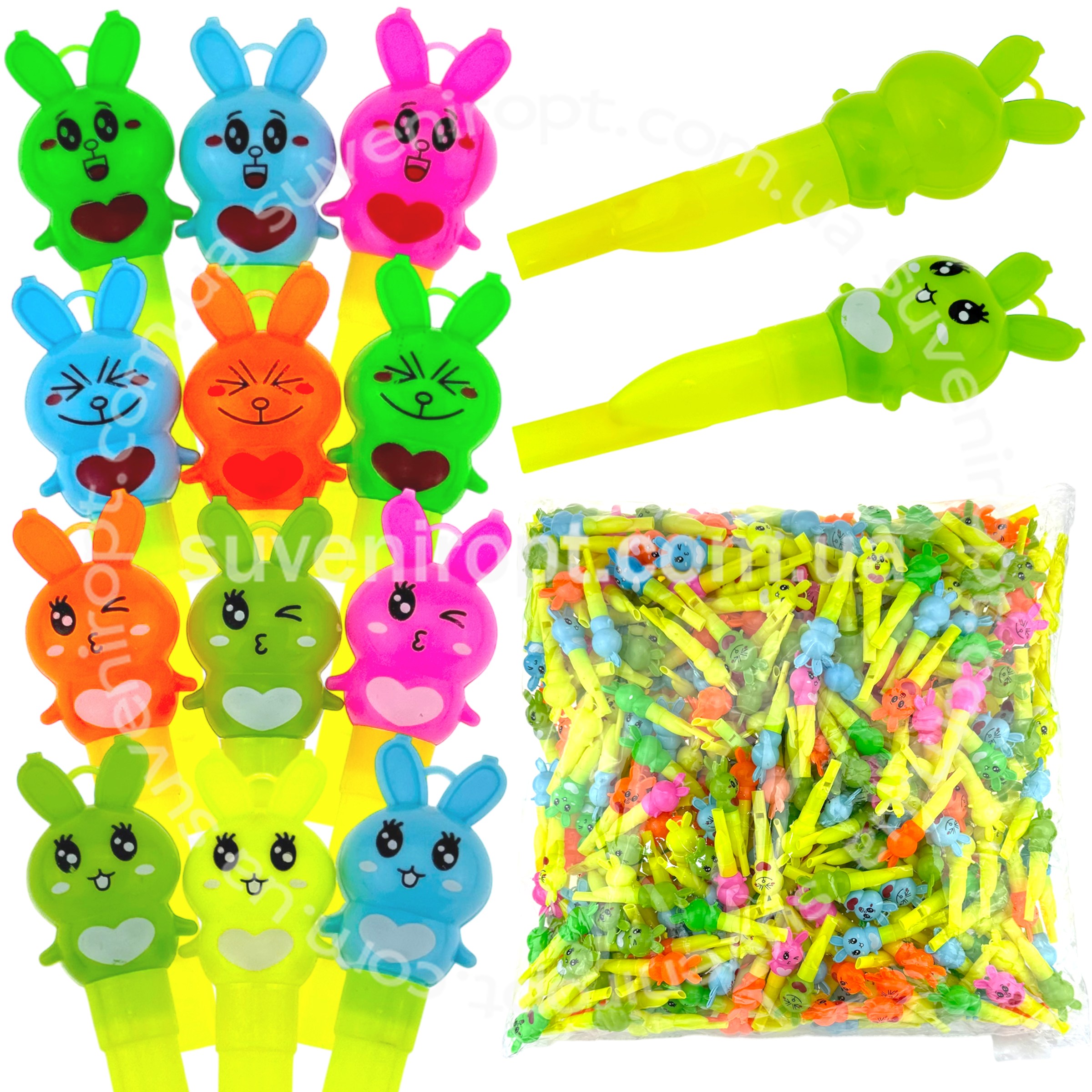 Свисток довгий зайчик емодзі 8,6см (500)