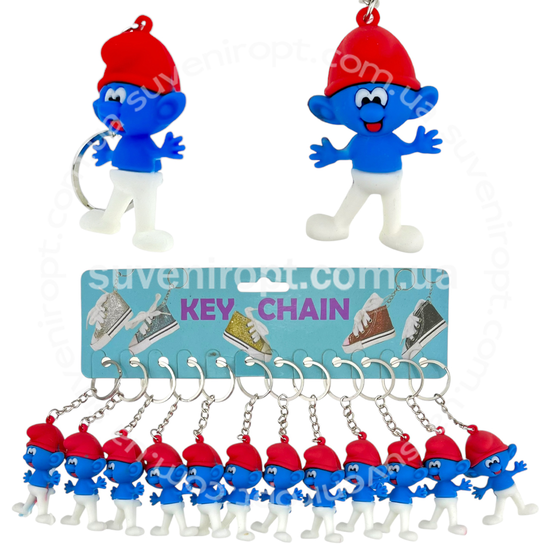 Брелок іграшка гумовий смурфік в шапці (12)