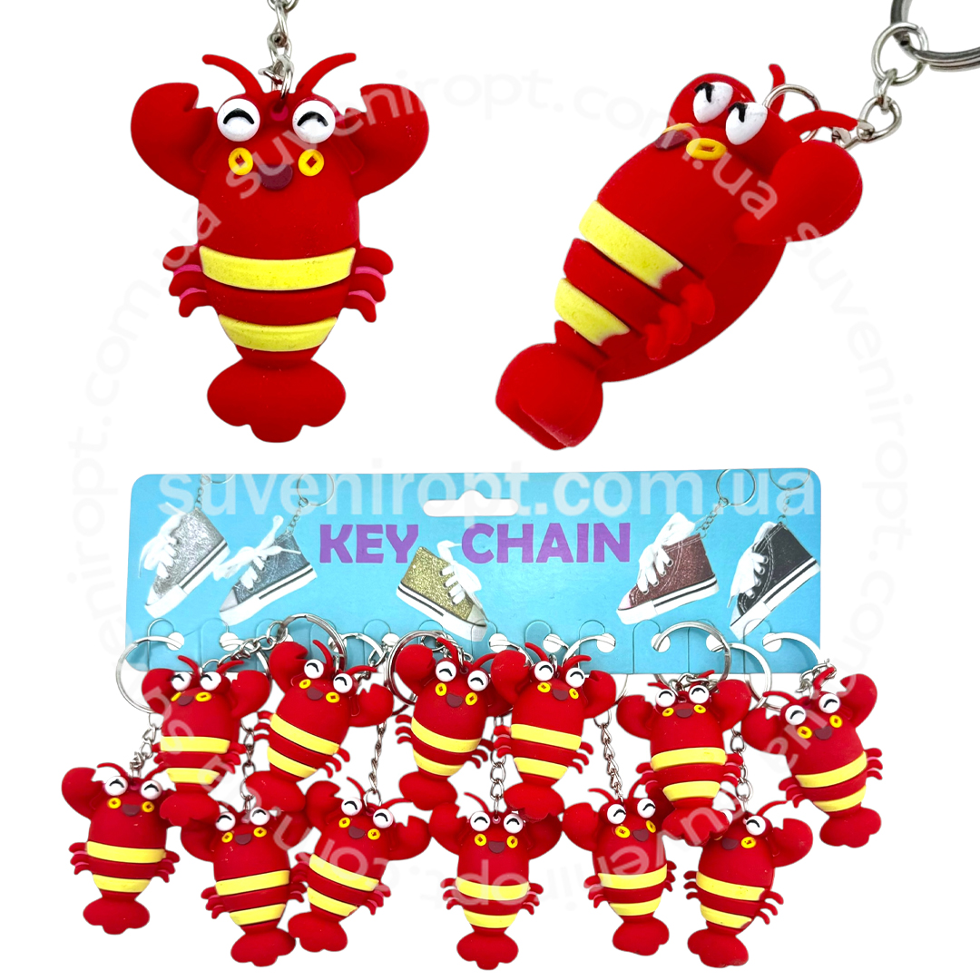 Брелок іграшка гумовий рак червонийі (12)