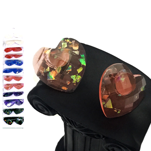 Серёжки сердца гранённые с дождиком большие  (12)