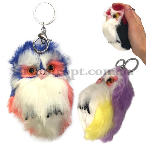 Брелок  сова пушистая яркая большая  (12)