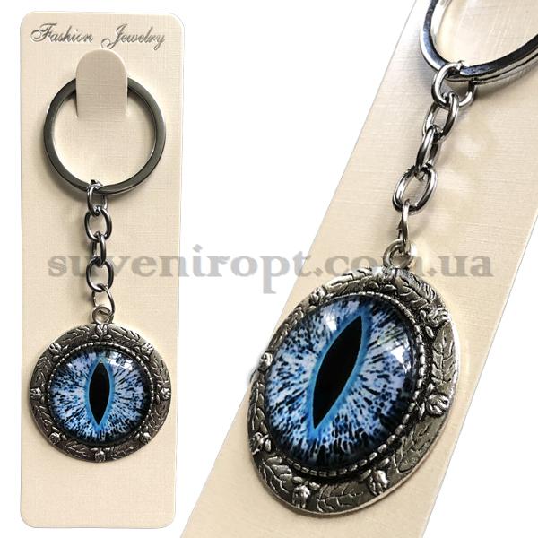 Брелок металевий в упаковці скло котяче око   (12)