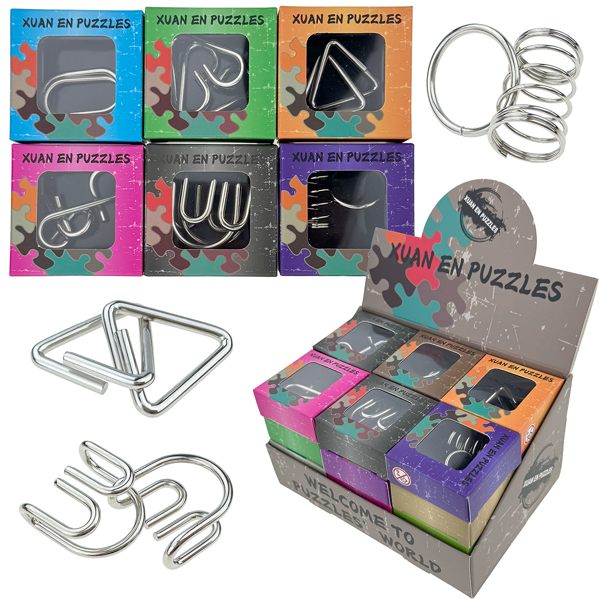 Металева логічна головоломка мала в кольоровій коробочці (24) /960/