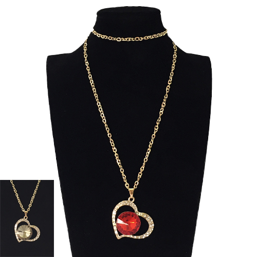 Подвеска сердце с круглым камнем (12)