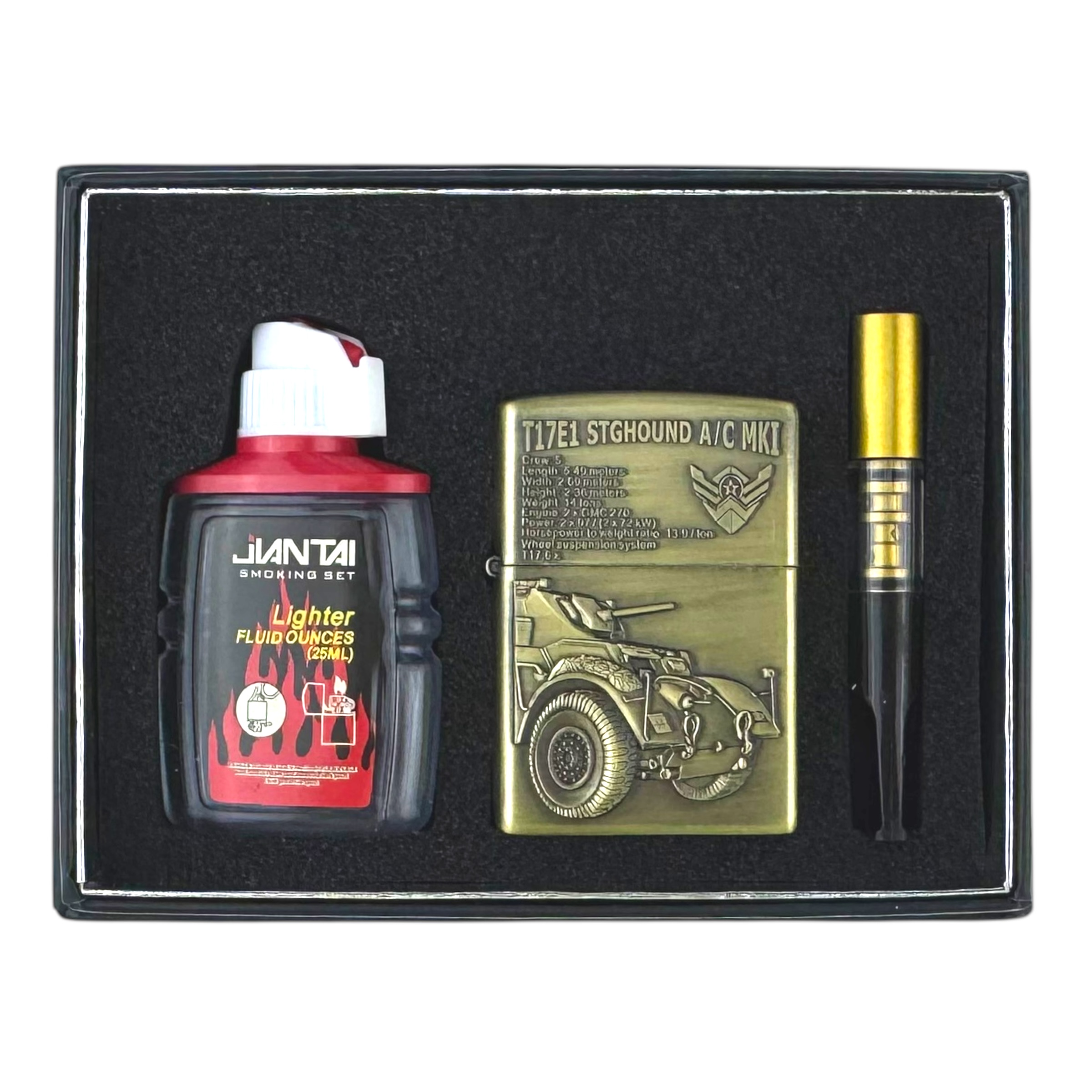 Запальничка набір бензинова з бензином мундштуком машина кулемет (10)