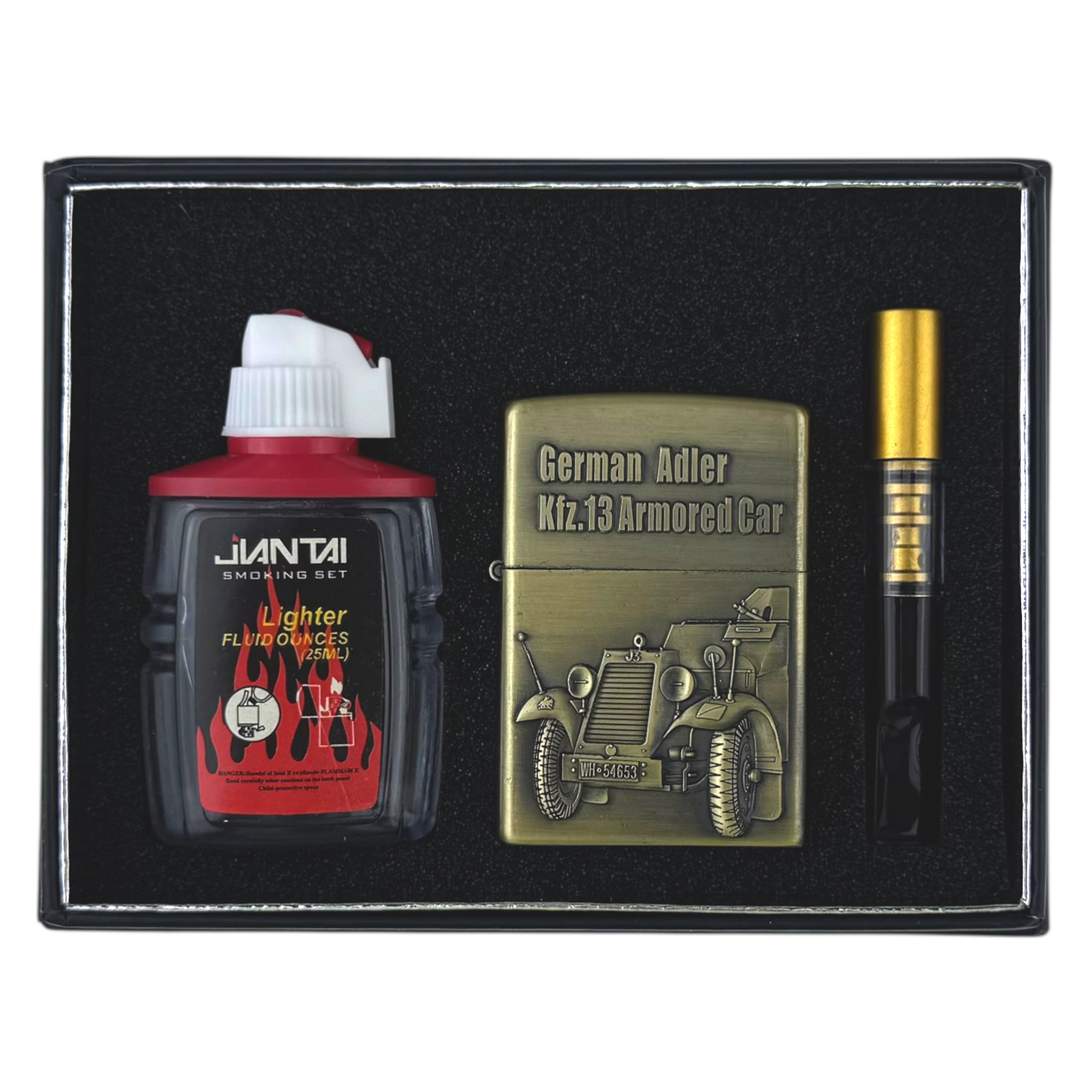 Запальничка набір бензинова з бензином мундштуком машина бойова старовинна (10)