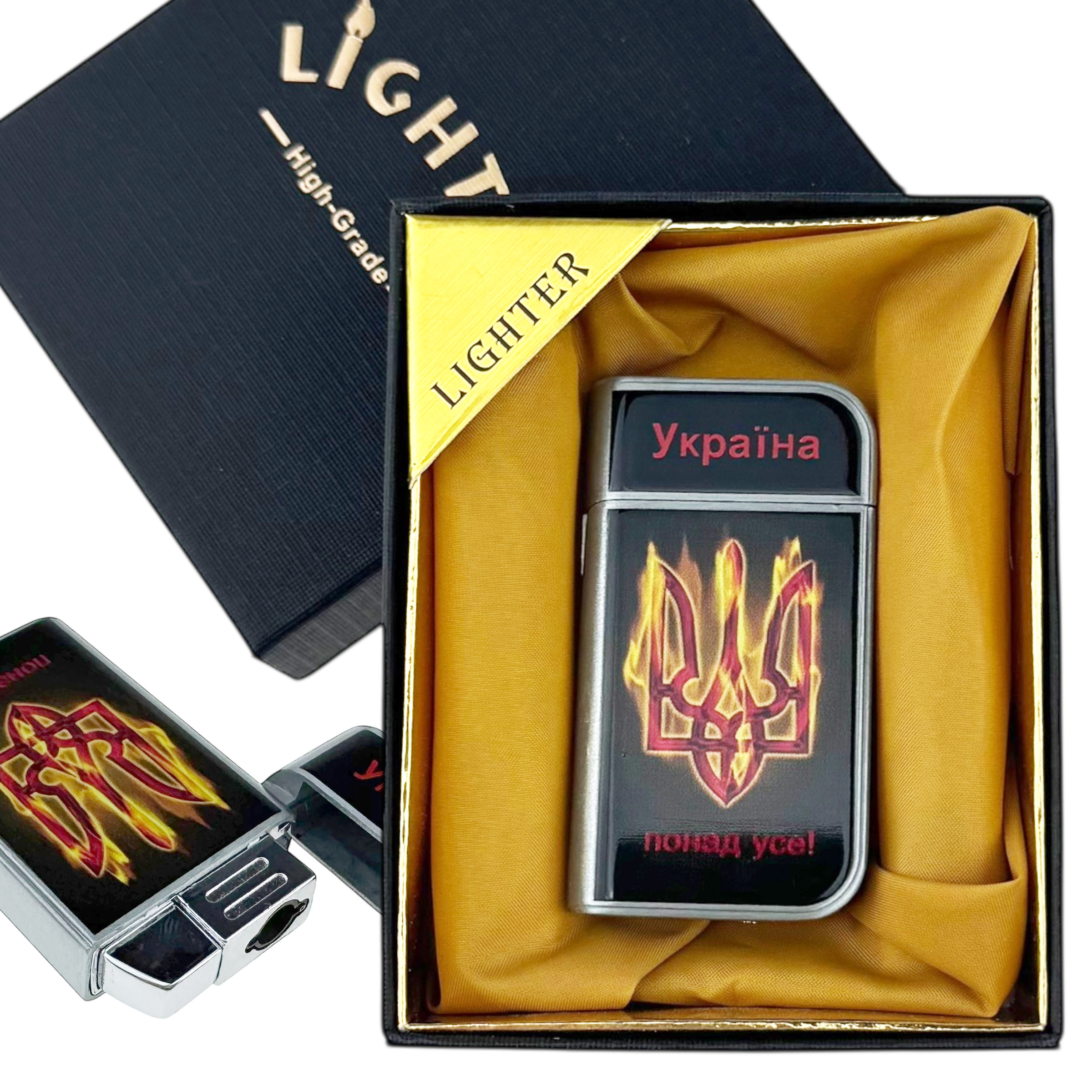 Запальничка подарункова LIGHTER герб України у вогні Україна понад усе і! (10)